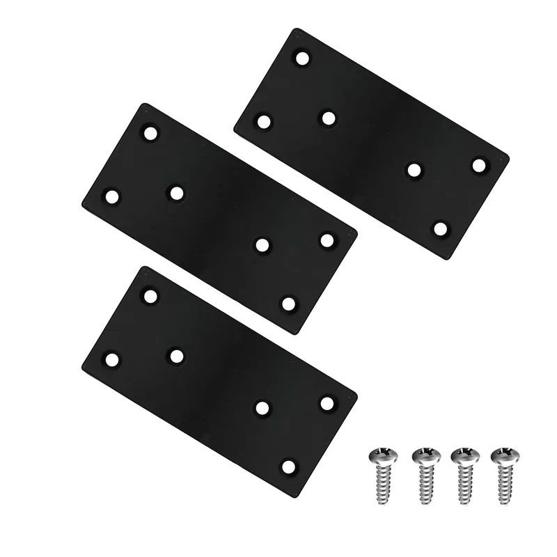 2 X 4 Inch Black Flat Bracket | Black Flat Metal Bracket | Structural Mending Plates With Screws | Black Flat Mending Plate | F-B 2 X 4.BK