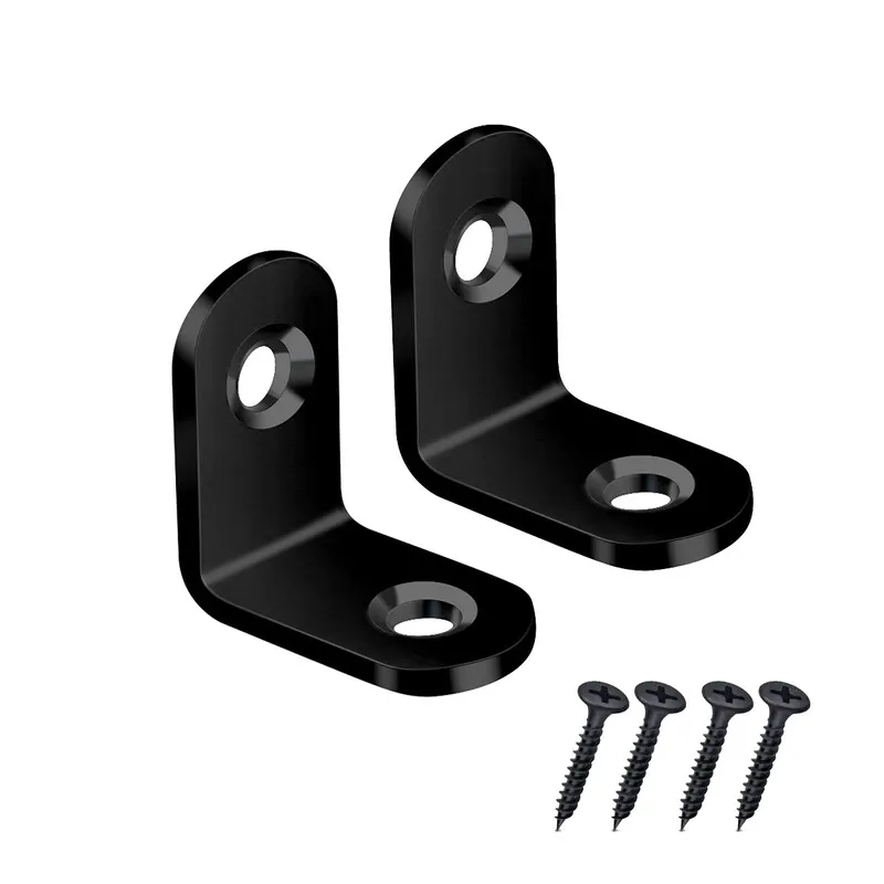 3/4 X 3/4 Inch Black L Brackets | Black Plated Corner Brackets | 90 Degree Metal Brackets For Wood | L Brackets With Screws | Heavy Duty L Brackets For Shelves | LB-3/4.BK
