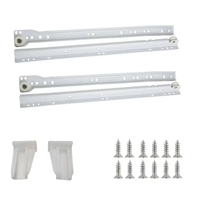 18 Inch (457mm) White Epoxy-Coated Drawer Slide with screws 3/4 Extension, Non-Self-Closing and 75lbs load capacity | 4000-18-1WT