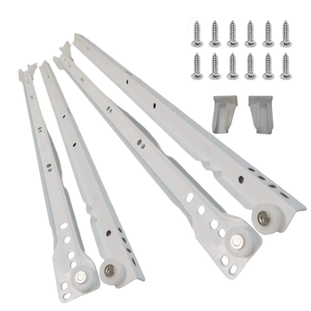 20 Inch (508mm) White Epoxy-Coated Drawer Slide with screws 3/4 Extension, Non-Self-Closing and 75lbs load capacity | 4000-20-1WT