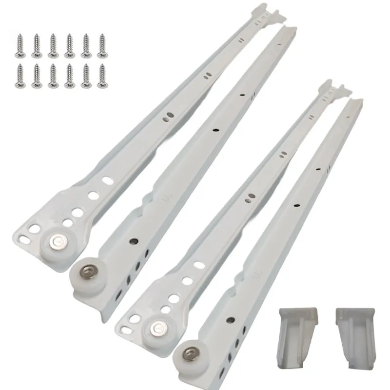 22 Inch (559mm) White Epoxy-Coated Drawer Slide with screws 3/4 Extension, Non-Self-Closing and 75lbs load capacity | 4000-22-1WT