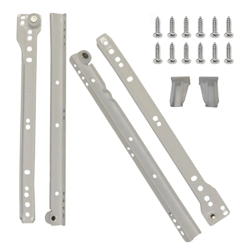 24 Inch (610mm) White Epoxy-Coated Drawer Slide with screws 3/4 Extension, Non-Self-Closing and 75lbs load capacity | 4000-24-1WT