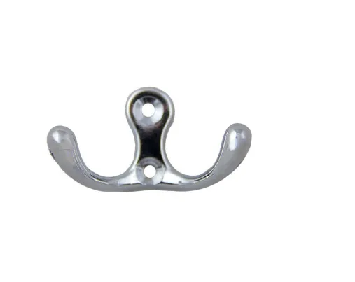 Polished Chrome Coat Hooks | Side by Side Double Coat Hook | Long Coat Hooks For Wall | Side by Side Double Wall Coat Hanger | CH-8363.PC