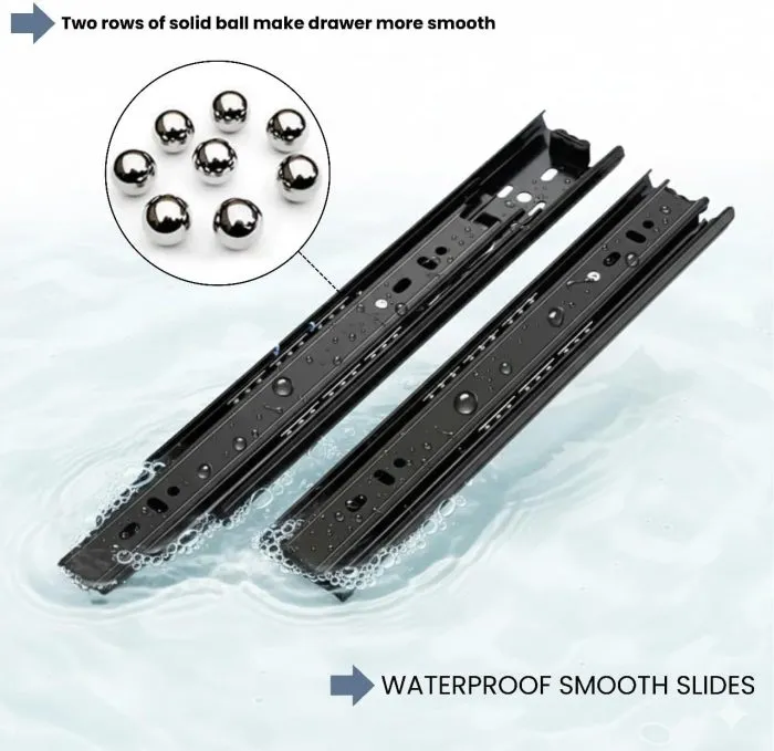 18 Inch Standard Duty Ball Bearing Slides | Ball Bearing Drawer Slides | Zinc and Black Plated Full Extension Drawer Slides | 4800-18