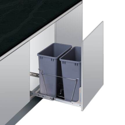 Double Bin Trash Can Pull Out | Double 35 QT Pull Out Trash Can | Dual Kitchen Trash Cabinet | 70BBDBL35PC